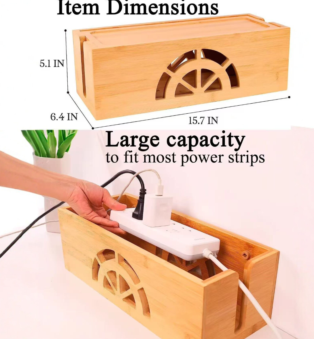 Bamboo Cable Management Box