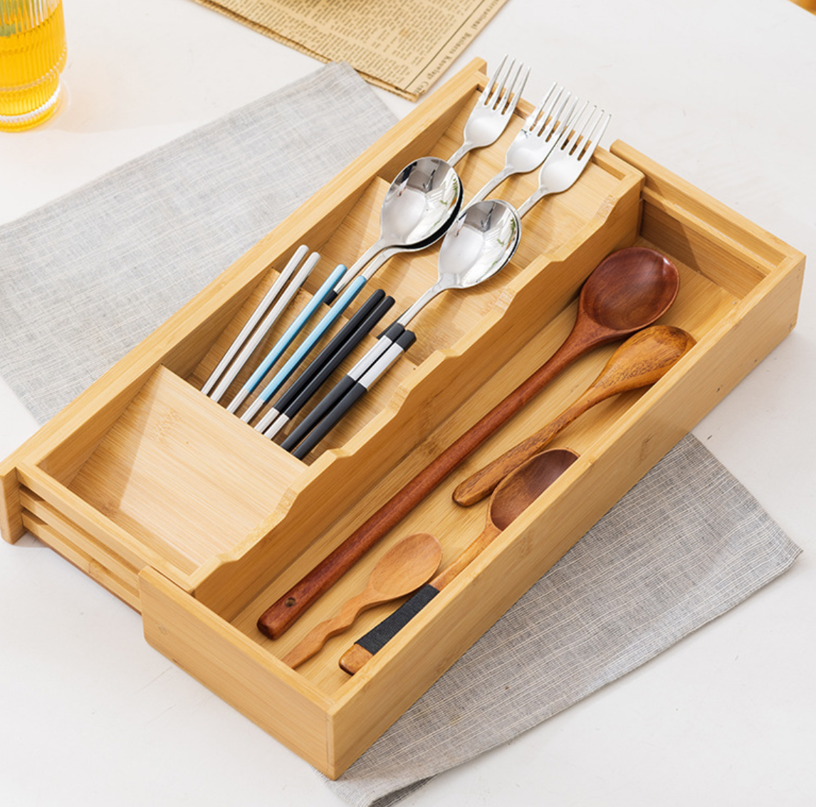 Bamboo Cutlery Drawer Organizer
