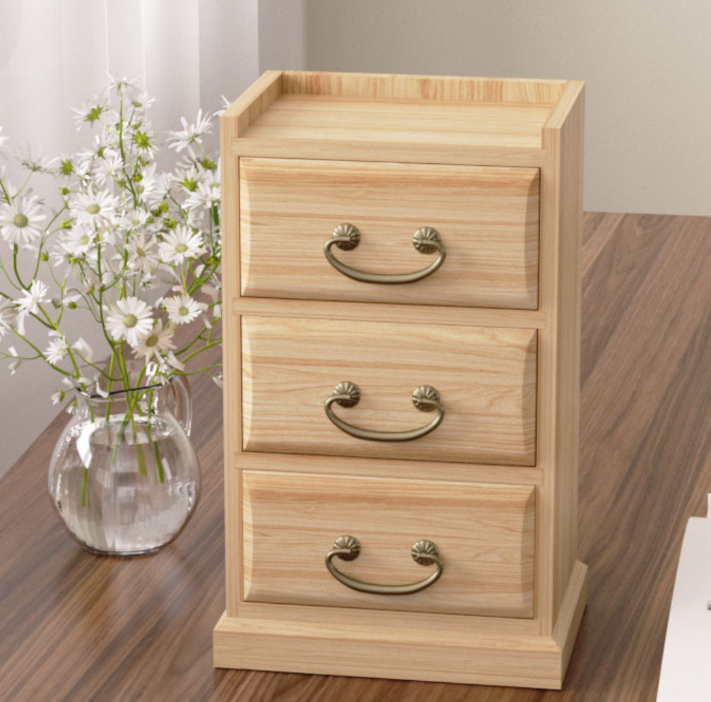 Pine 3-Tier Drawer Mini Cabinet