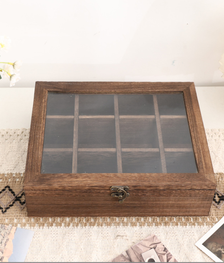 Wooden Display Box with Glass Lid
