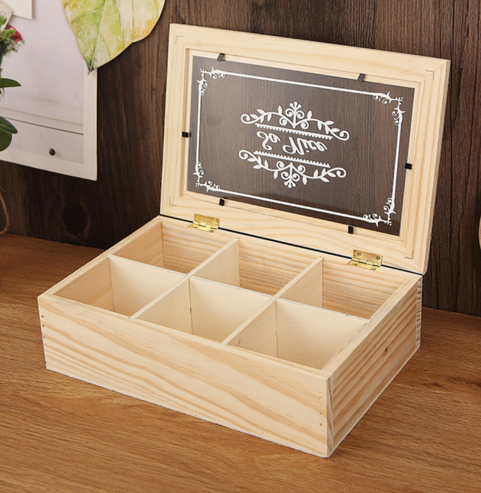 Pine Tea Box with Chalkboard Lid