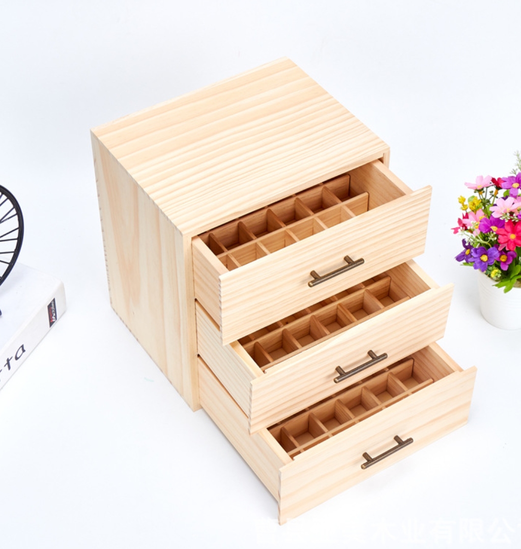 Pine Multi-Drawer Essential Oil Box