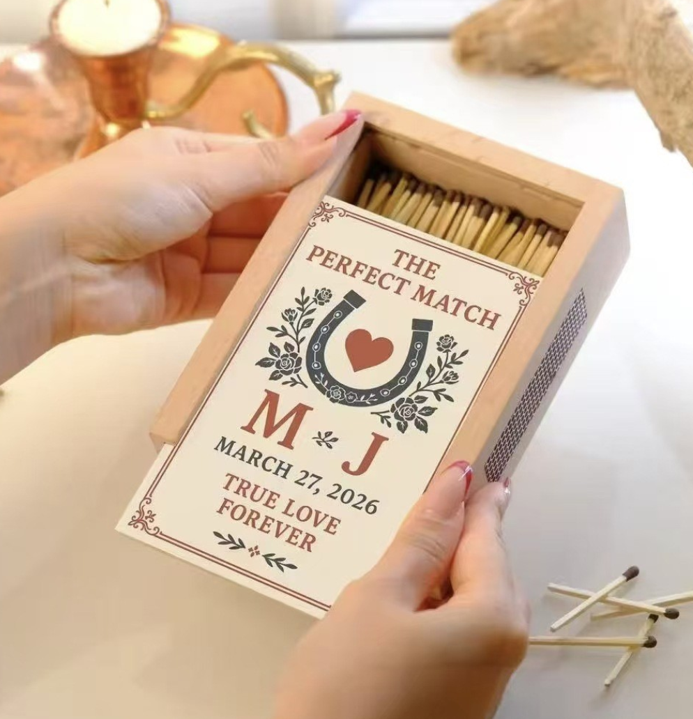 Pine "Perfect Match" Wedding Sliding Box