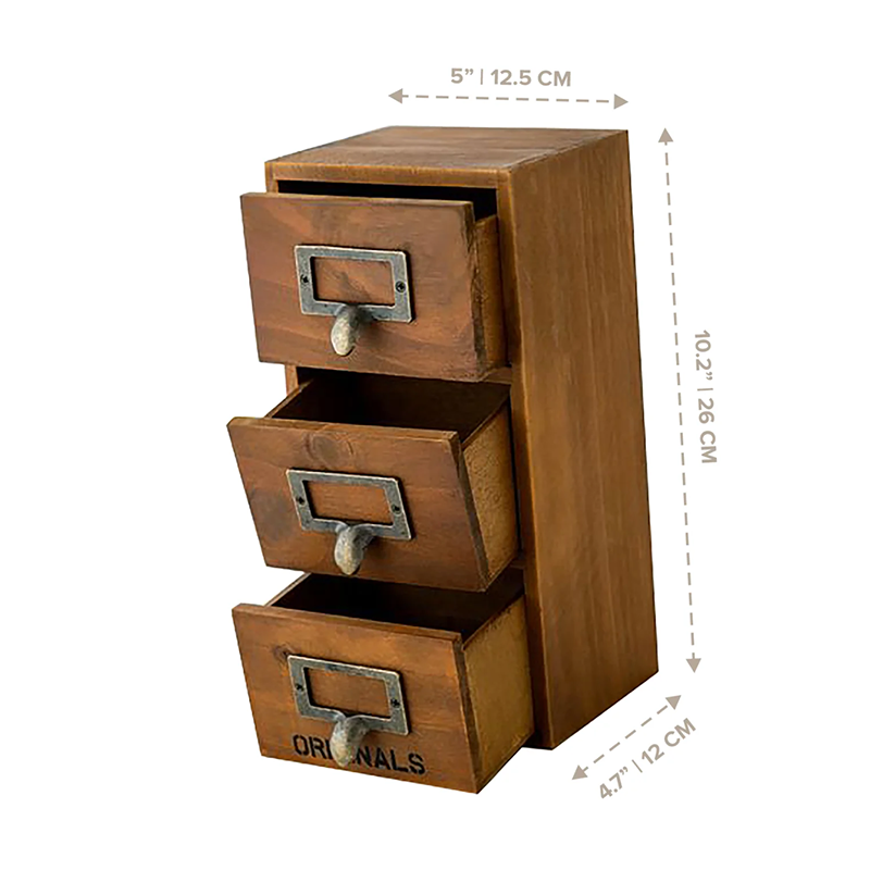 Wooden 3-Drawer Desktop Organizer