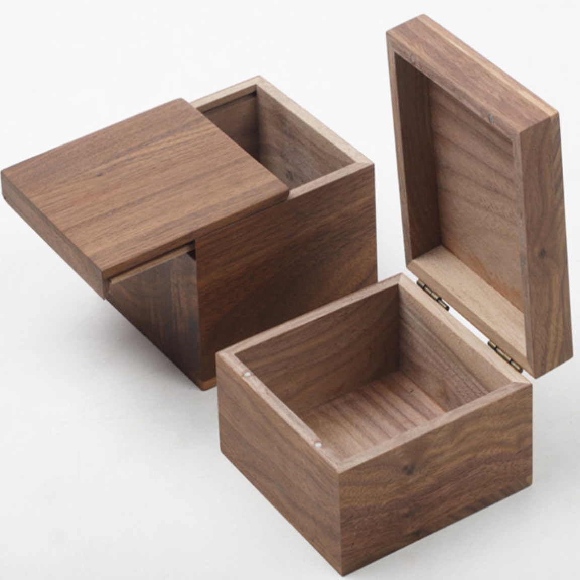 Walnut Small Hinged Jewelry Box